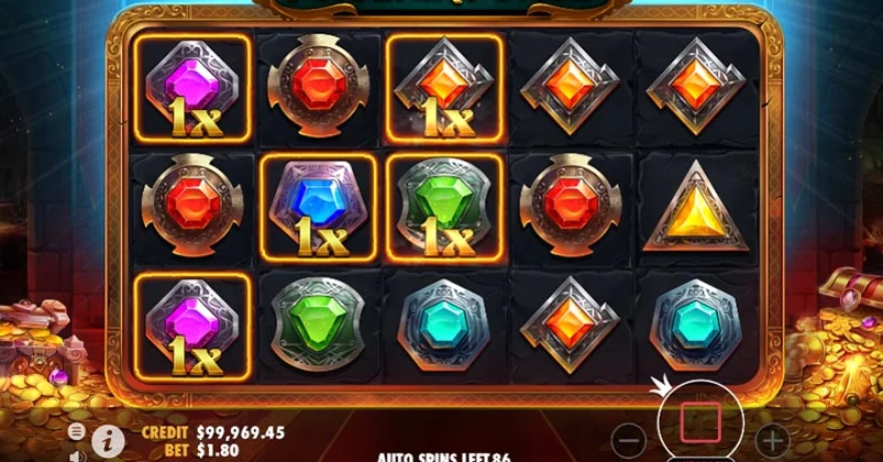 Vista general del slot con símbolos premium y forja.